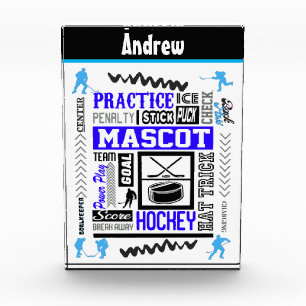 Boys Hockey Terminology Personalized Blue Photo Block