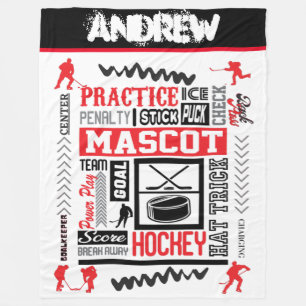 Boys Hockey Terminology Personalized Fleece Blanket