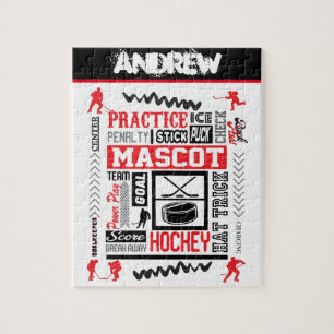 Boys Hockey Terminology Personalized   Jigsaw Puzzle