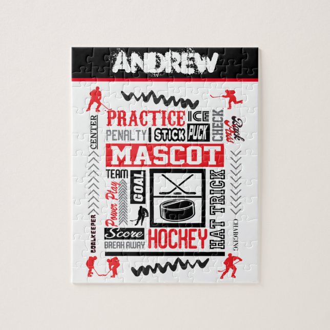 Boys Hockey Terminology Personalized   Jigsaw Puzzle (Vertical)