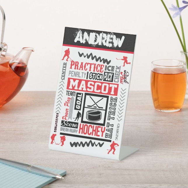 Boys Hockey Terminology Personalized   Pedestal Sign (In SItu)