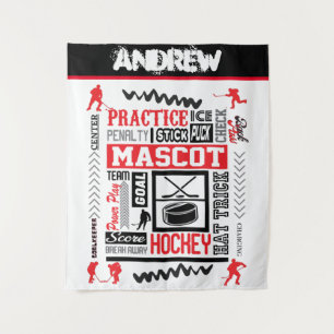 Boys Hockey Terminology Personalized  Tapestry