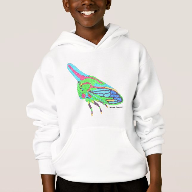 Boy's Hoodie (white) - Oak Treehopper (Front)