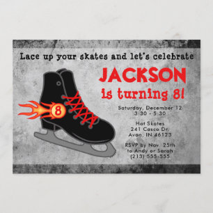 Boy's Ice Skate Extreme Birthday Invitation
