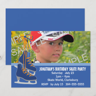 Boy's Ice Skating Party Invitation