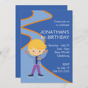 Boy's Ice Skating Party Invitation