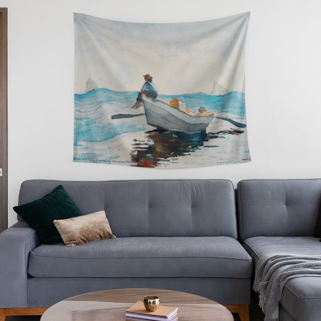 Boys In A Dory (1880) By Winslow Homer Tapestry (Boys In A Dory (1880) By Winslow Homer Tapestry)