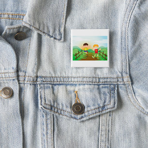 Boys In The Outdoors 2 Inch Square Button