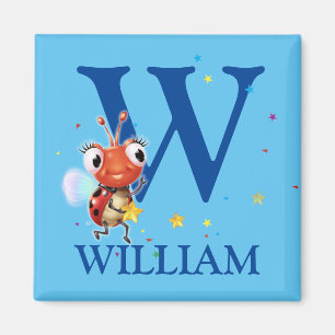 Boy's initial ladybug fridge magnet