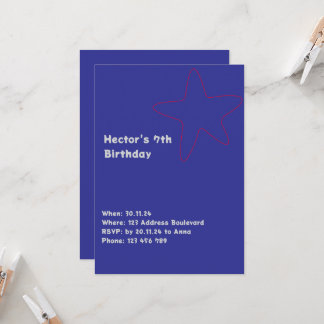 Boys Invitation Star Blue Red