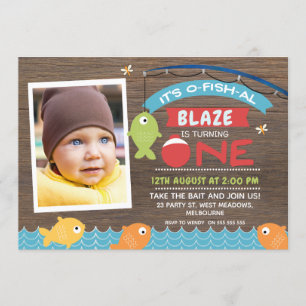 Boy's It's o-fish-al 1er anniversaire Invitation