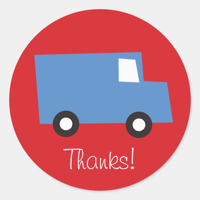 Boys Jouets Blue Truck Sticker Merci d'anniversair (Devant)