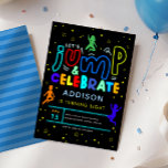 Boys Jump and Bounce Neon Trampoline Birthday Invitation<br><div class="desc">Jump and celebrate with this colourful neon boys’ birthday invitation! Featuring bold text,  bouncing silhouettes,  and fun star accents — perfect for a trampoline or jump party. Set as an 8th birthday invite but fully customisable.</div>