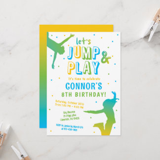 Boys Jump Birthday Party Trampoline Park Invitation