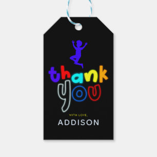  Boys Jump Neon Trampoline Birthday Favour Gift Tags