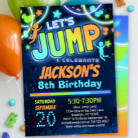 Boys Jump Party Anniversaire Invitation Bleu Orang
