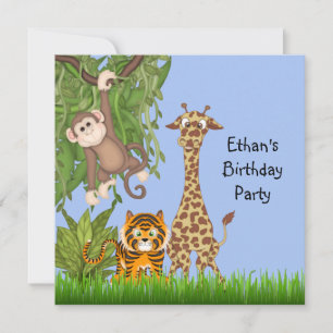 Boys Jungle Safari Birthday Party Invitation
