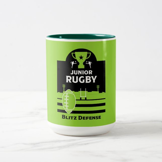 Boys Junior Rugby Players  Two-Tone Coffee Mug (Center)