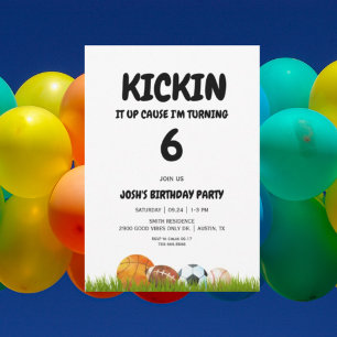 Boy's Kickin it Up Birthday Party  Invitation