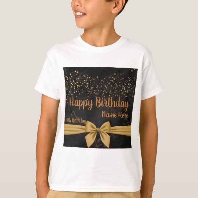 Boys Kids Basic Happy Birthday wishes Text Image  T-Shirt (Front)