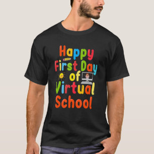 Boys Kids  Happy First Day Of Virtual School T-Shirt