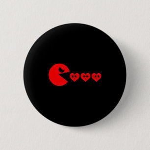 Boys Kids Valentines Day Hearts Eating Funny Gamer 2 Inch Round Button