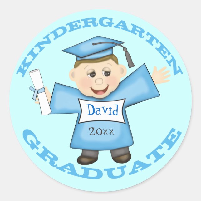 Boy's Kindergarten  Graduation Stickers (Front)