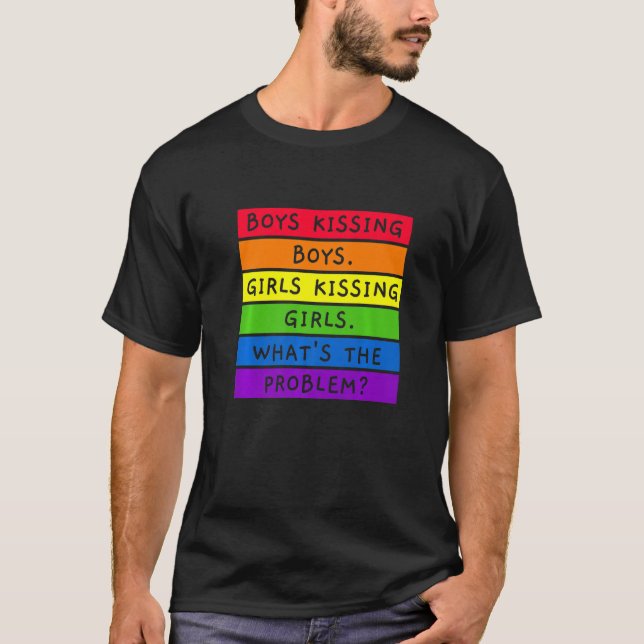 Boys Kissing Boys Girls Kissing Girls LGBTQIA+ CSD T-Shirt (Front)