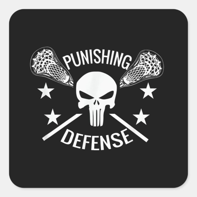 Boys Lacrosse Skull and Sticks Gift Square Sticker (Front)