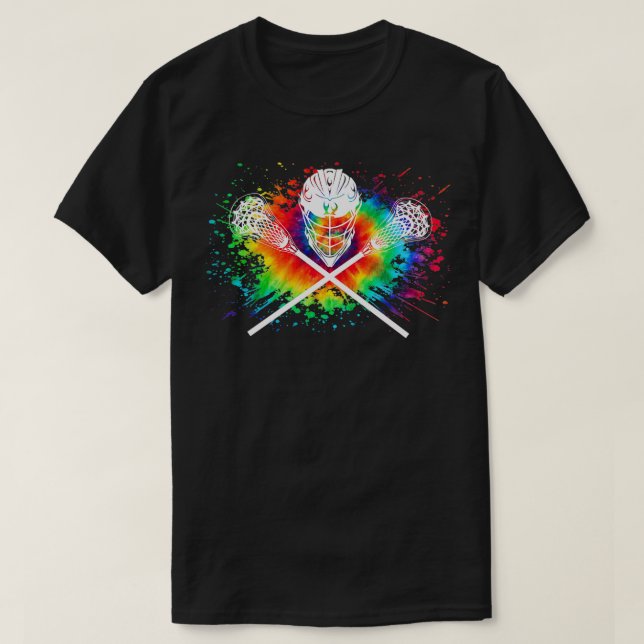 Boys Lacrosse Sticks Crossed LAX Tie dye Helmet Gi T-Shirt (Design Front)