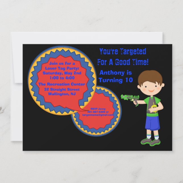 Boys Laser Tag Birthday Party Invitation (Front)