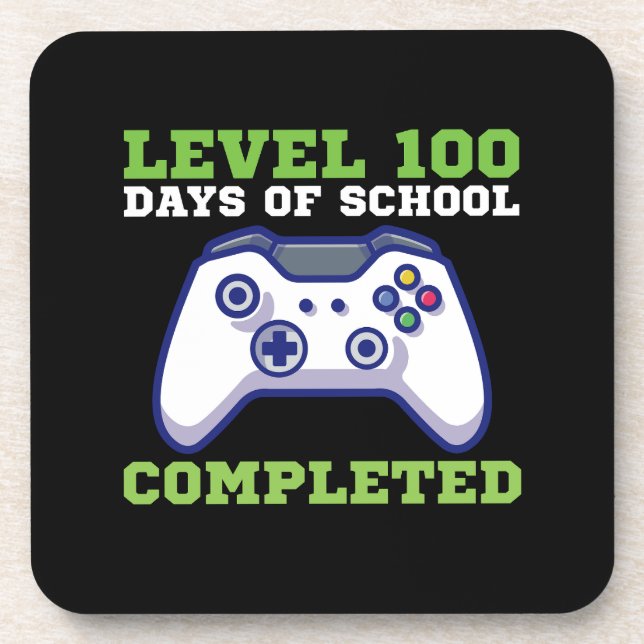 Boys Level 100 Days Of School Completed  Coaster (Front)