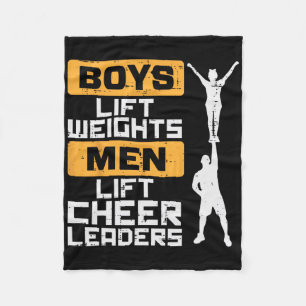 Boys Lift Weights Men Cheerleader Funny Cheerleadi Fleece Blanket