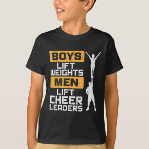 Boys Lift Weights Men Cheerleader Funny Cheerleadi T-Shirt