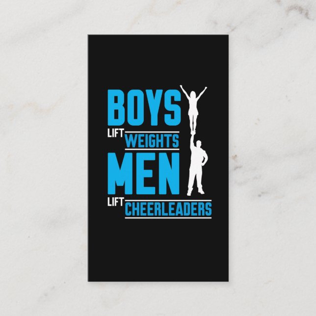 Boys Lift Weights Men Lift Cheerleader Business Card (Front)