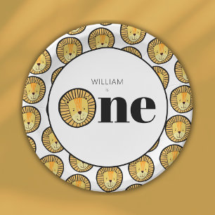 Boys Lion First Birthday Jungle Animal Paper Plate