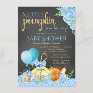 Boys Little Pumpkin Chalkboard Fall Baby Shower Invitation