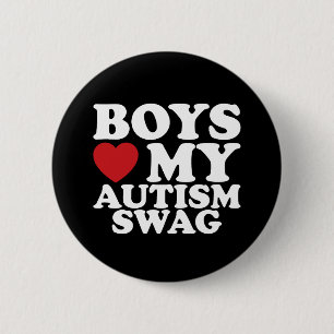 Boys Love My Autism Swag Awareness Heart 2 Inch Round Button