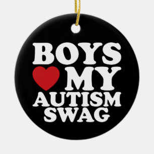 Boys Love My Autism Swag Awareness Heart Ceramic Ornament