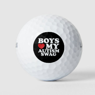 Boys Love My Autism Swag Awareness Heart Golf Balls
