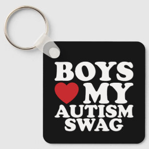 Boys Love My Autism Swag Awareness Heart Keychain