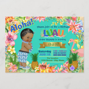 Boys Luau Birthday Party African American Luau Invitation