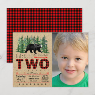 Boys Lumberjack Deuxième anniversaire Invitations