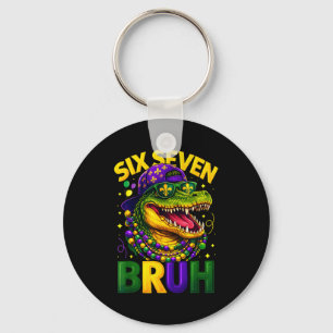 Boys Mardi Gras Six Seven Bruh Mardigator Alligato Keychain