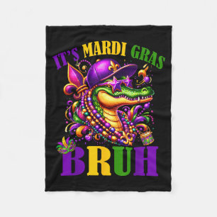 Boys Mardigator Alligator Bruh Mardi Gras Fleece Blanket