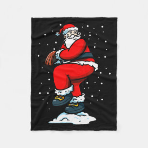 Boys Men Xmas Tcher Santa Claus Christmas Baseball Fleece Blanket