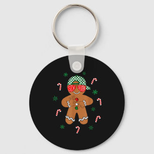 Boys Mens Christmas 6 7 Gingerbread Funny Meme Six Keychain
