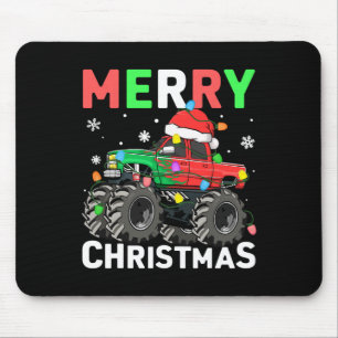 Boys Merry Christmas Monster Truck Santa Hat Toddl Mouse Pad