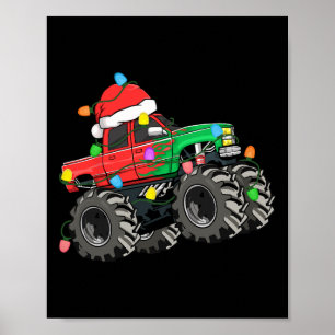 Boys Merry Christmas Monster Truck Santa Hat Toddl Poster