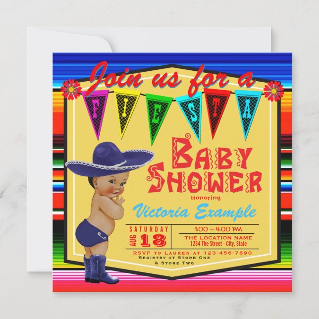 Boys Mexican Fiesta Baby Shower Invitations (Front)